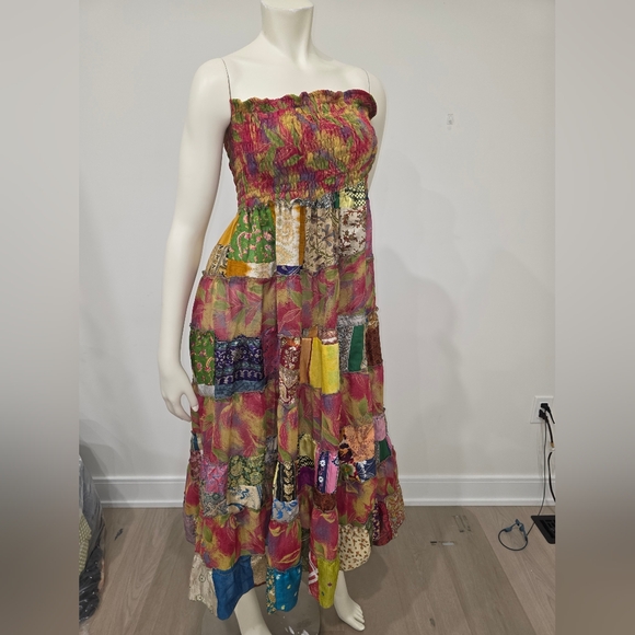 stevie rain Dresses & Skirts - Patchwork 100% silk dress / skirt